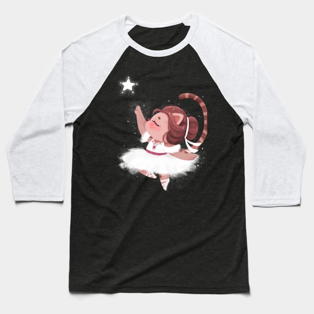 Ballerina Cat Baseball T-Shirt by BBvineart